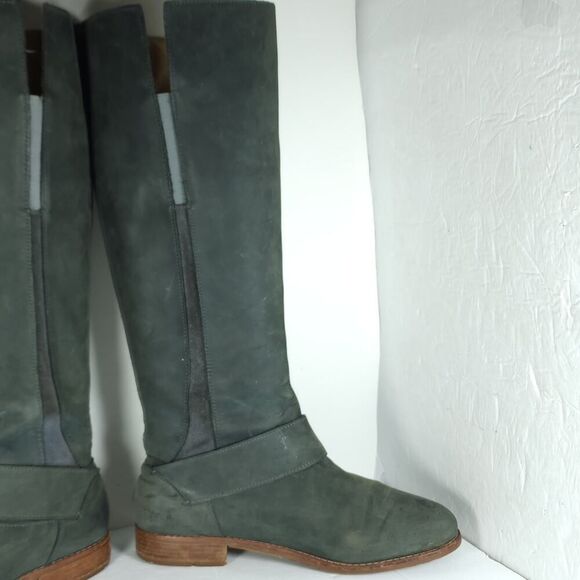 Olukai Women's Holo Lio II US11 Dark Green Leather Back Zip Tall Riding Boots - Picture 5 of 16